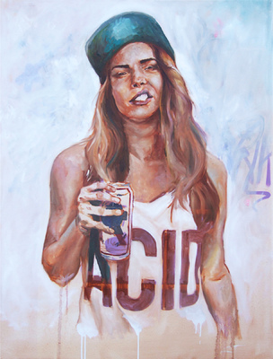 Desiree Kelly Art - Detroit based artist - gIRL dRINK dRUNK (sold)