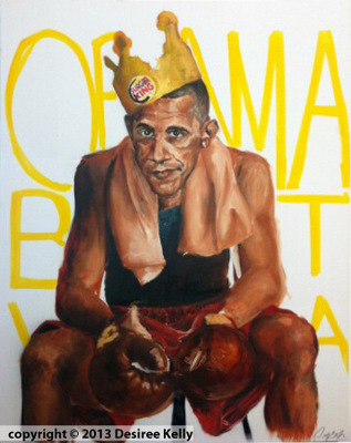 Desiree Kelly Art - Detroit based artist - Obama In boxing gloves