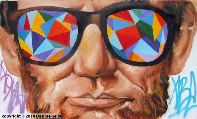 Desiree Kelly Art - Detroit based artist - Abe in Shades (original sold - on display at dPop Detroit)