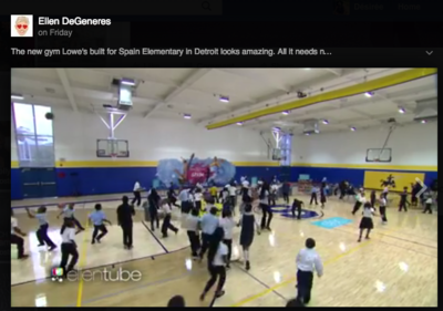 Desiree Kelly Art - Detroit based artist - Spain Elementary Middle School Mural commissioned by The Ellen DeGeneres show. Detroit reveal and sponsored by Lowes. Mural created by Detroits own Desiree Kelly