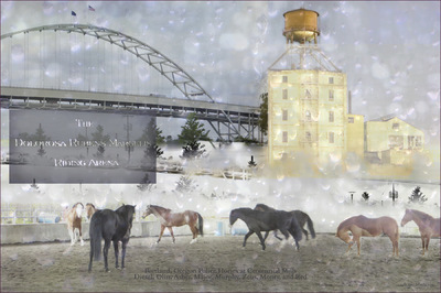 Museum Quality Photographic Art - Police Horses at Centennial Mills 2016 30 x 20 inches (76.20 x 50.80 cm) Comprised of seven photographs taken 2014-2016, this fantasy scenario depicts all members of the herd gathered together.