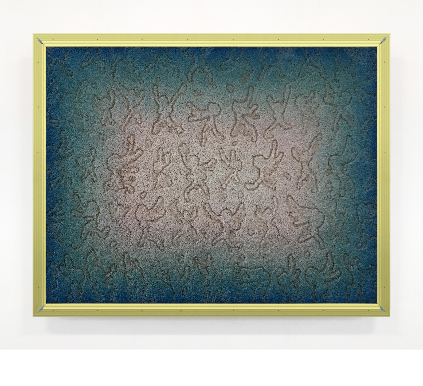 Matias Cuevas - Untitled Gestures (For a Brand New Domfree) #45 Carpet, carpet trim, paint thinners, fire, acrylic on custom made stretcher 38 x 48 inches (96 x 122 cm) 2018 ©Matias Cuevas
