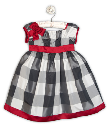 Kimberlee Peers-Moore Designer - Winnie. Plaid taffeta dress with matte satin rosettes at shoulder. Fall 2013