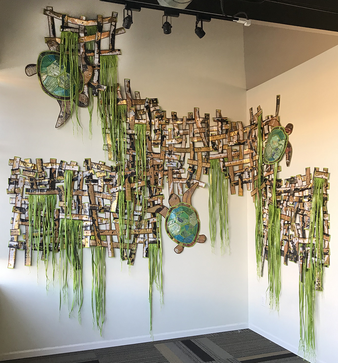 Erik Jon Olson - Navigating the Gallows 2019 approximately 150 square feet (Maple Grove Art Center installation)