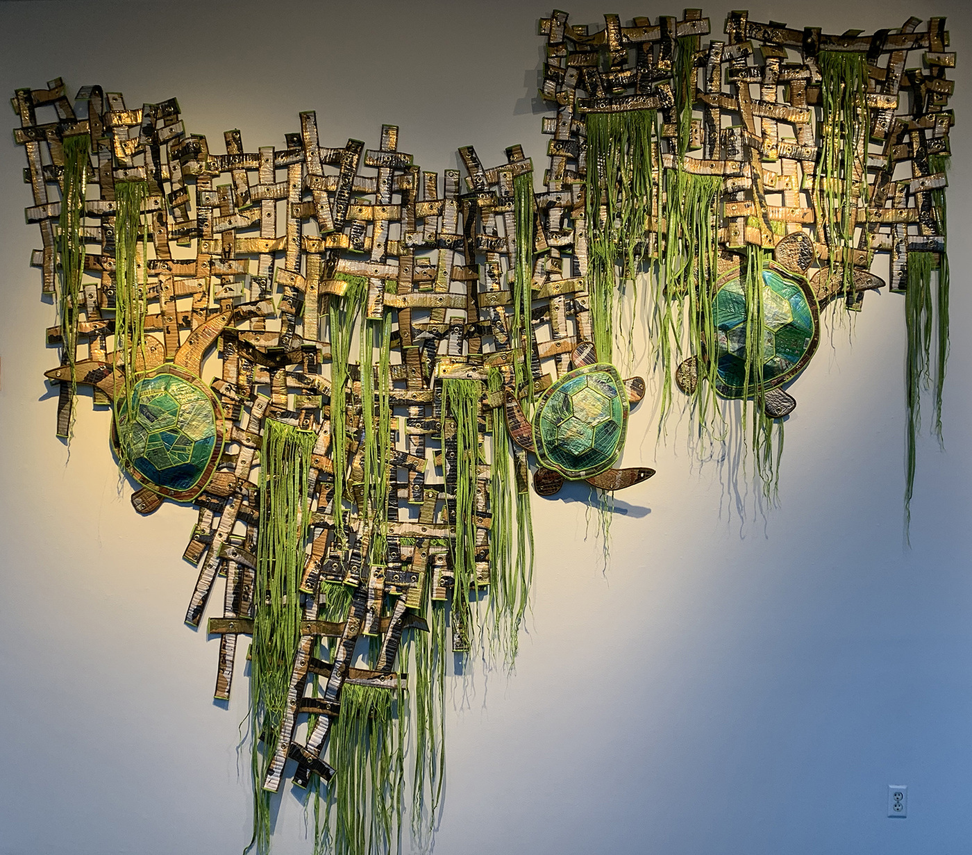 Erik Jon Olson - Navigating the Gallows 2019 approximately 150 square feet (Hopkins Center for the Arts installation)
