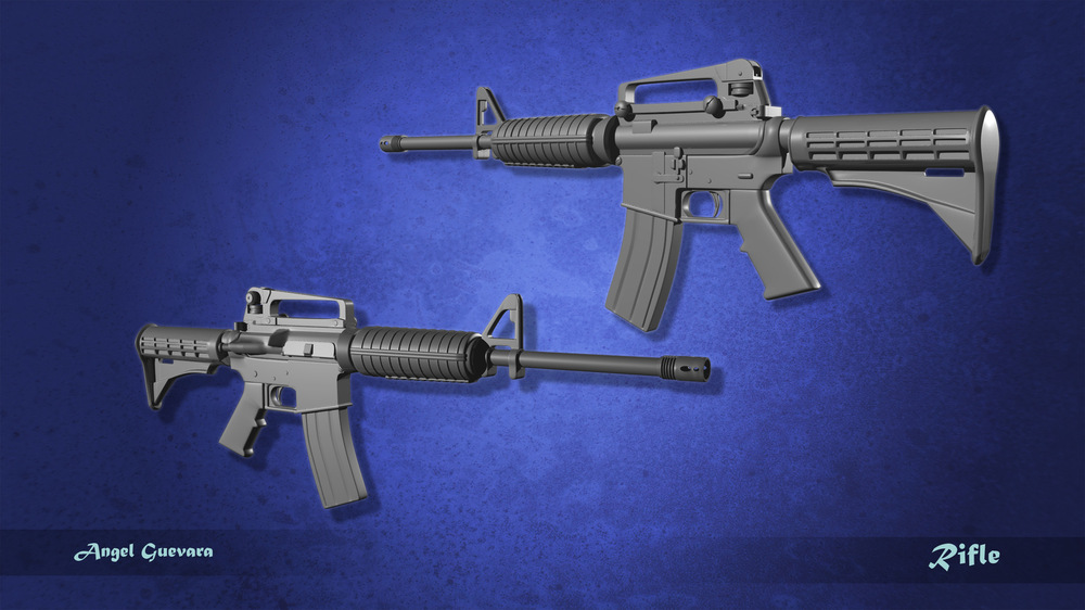 Angel Guevara Art - This is a AR15 Rifle I did for a Zombie game several months back.I was not happy with the final result, so I am now redoing this rifle.