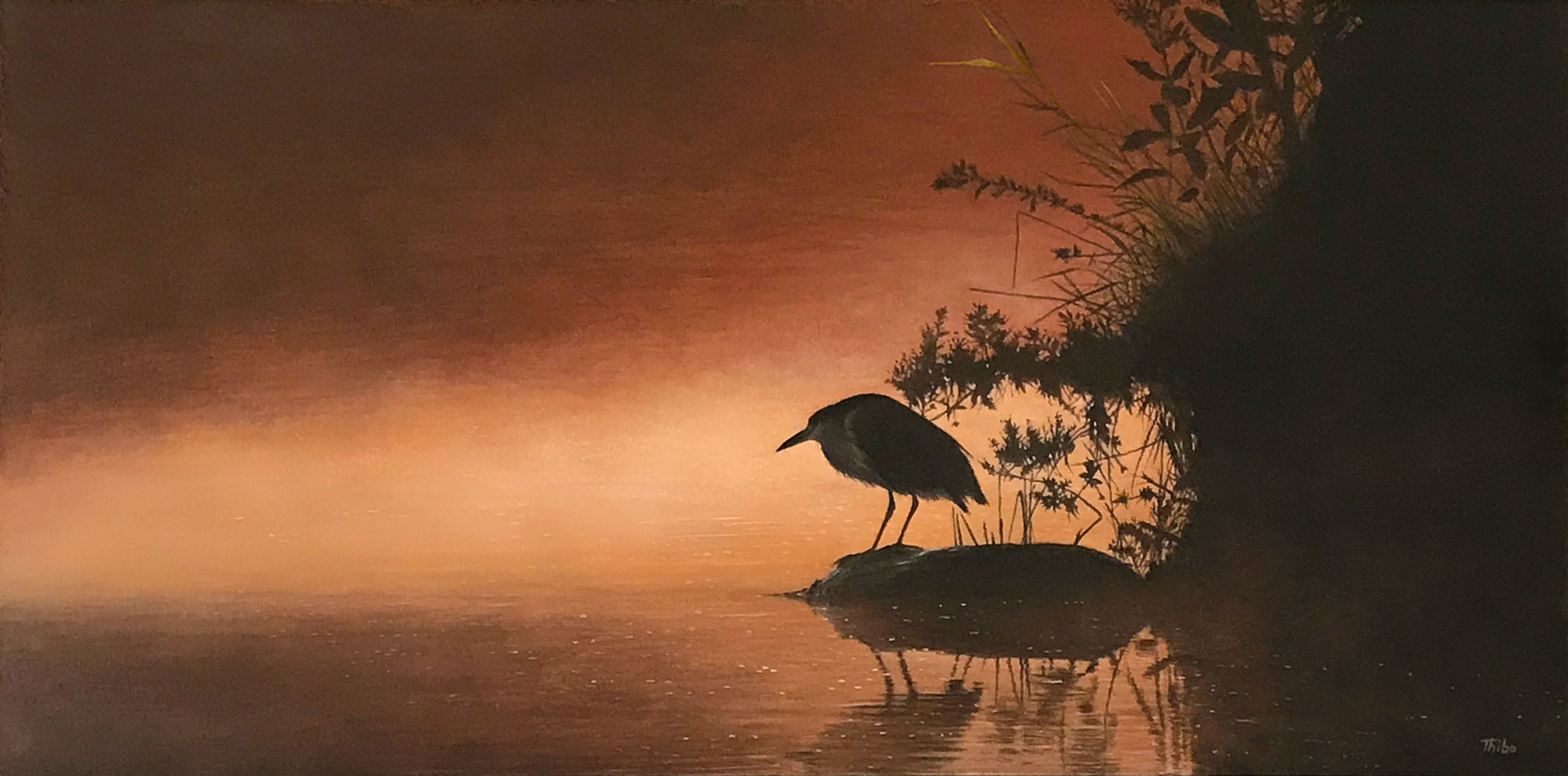 robert thibault - Le bihoreau 48 po x 24 po