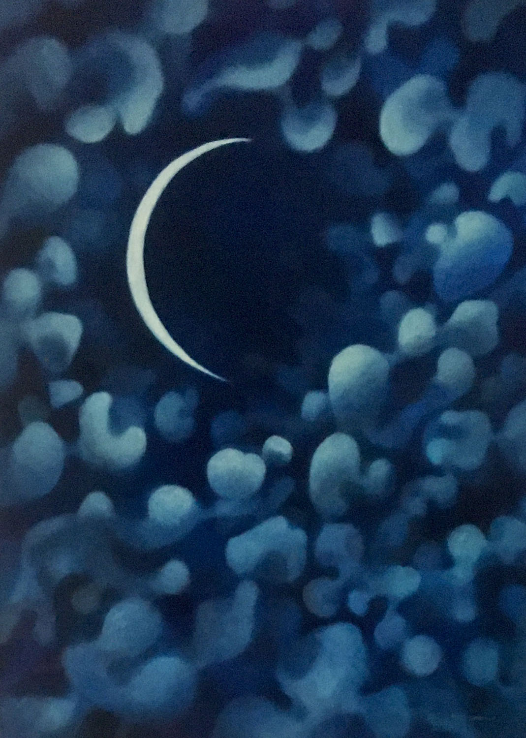 Mary Sundstrom - Ultramarine Thumbnail Moon (Indigo Series) 30x40 oil on canvas SOLD