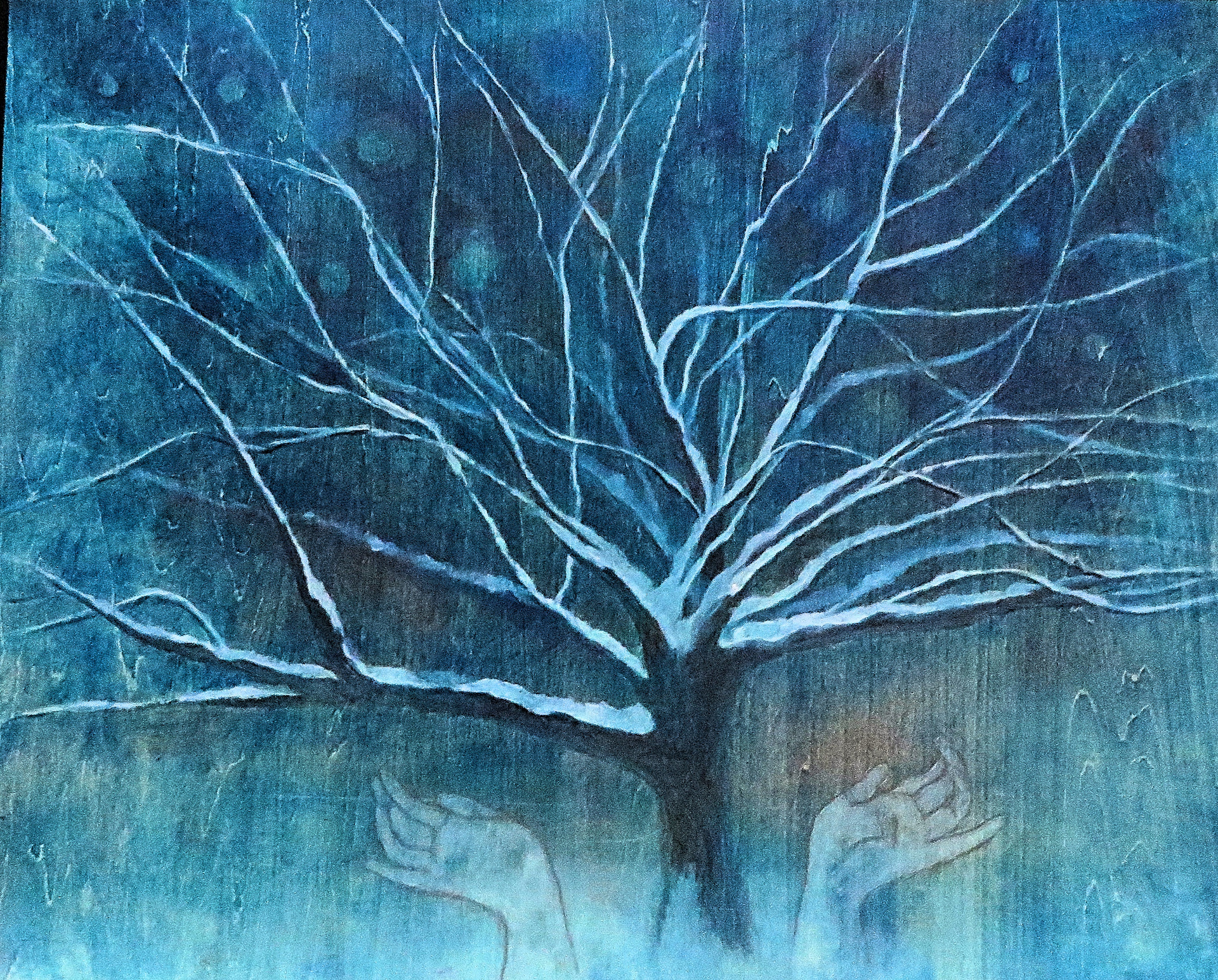 Mary Sundstrom - Thought Tree Oil on Birch Cradle 2020 24 x 30 SOLD