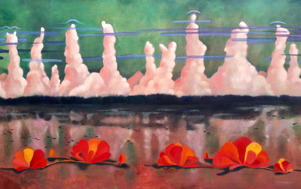 Mary Sundstrom - Water Lettuce & Storms 30 x 48 SOLD