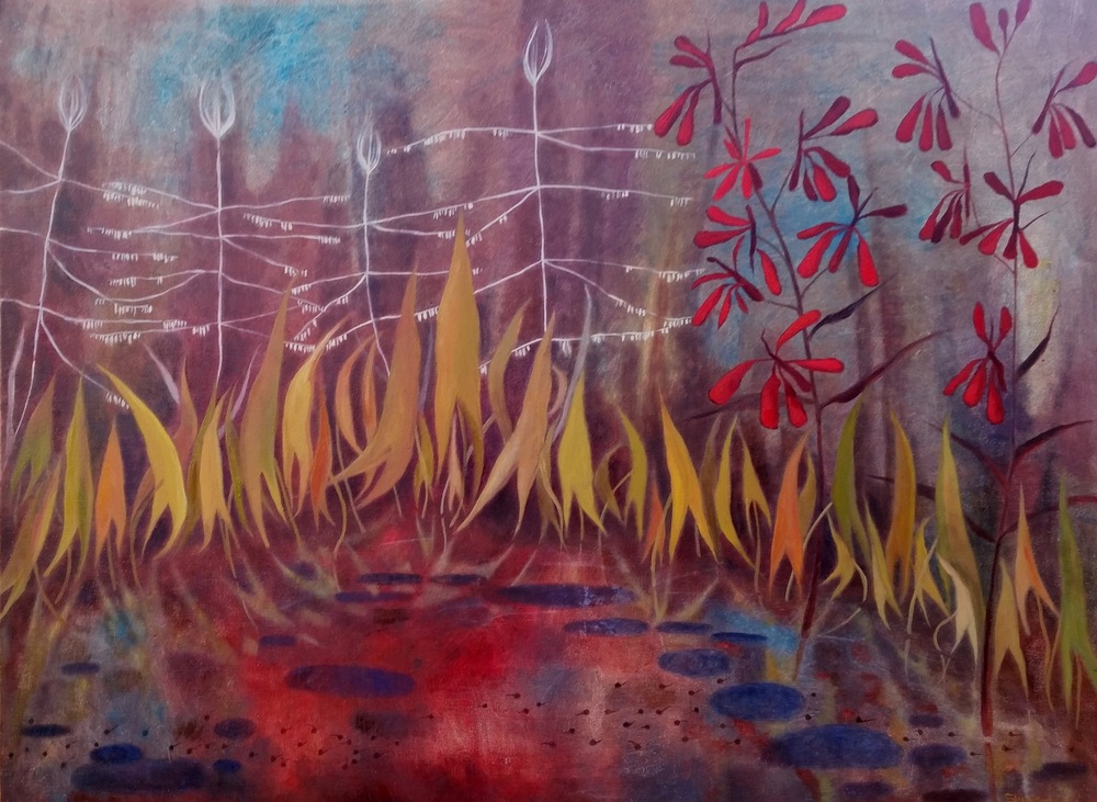 Mary Sundstrom - Arrow Plant and Cardinal Flower 30x 40 Available SOLD
