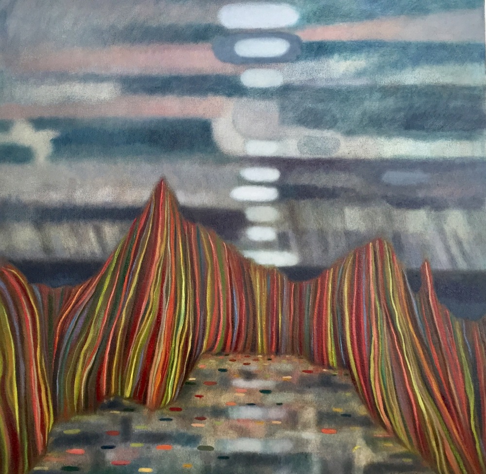 Mary Sundstrom - Reeds with Gathering Storm. SOLD though Allartworks.net 20 x 20 Sold through Allartworks.com