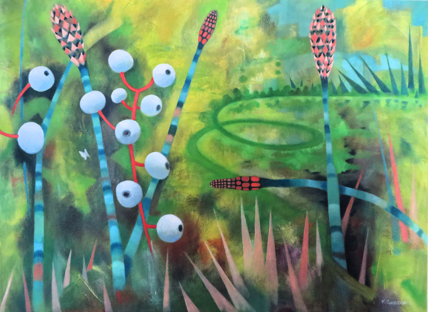 Mary Sundstrom - Dolls Eye Berries and Horsetails 30x 40 oil on canvas $2100 click on the image for my statement
