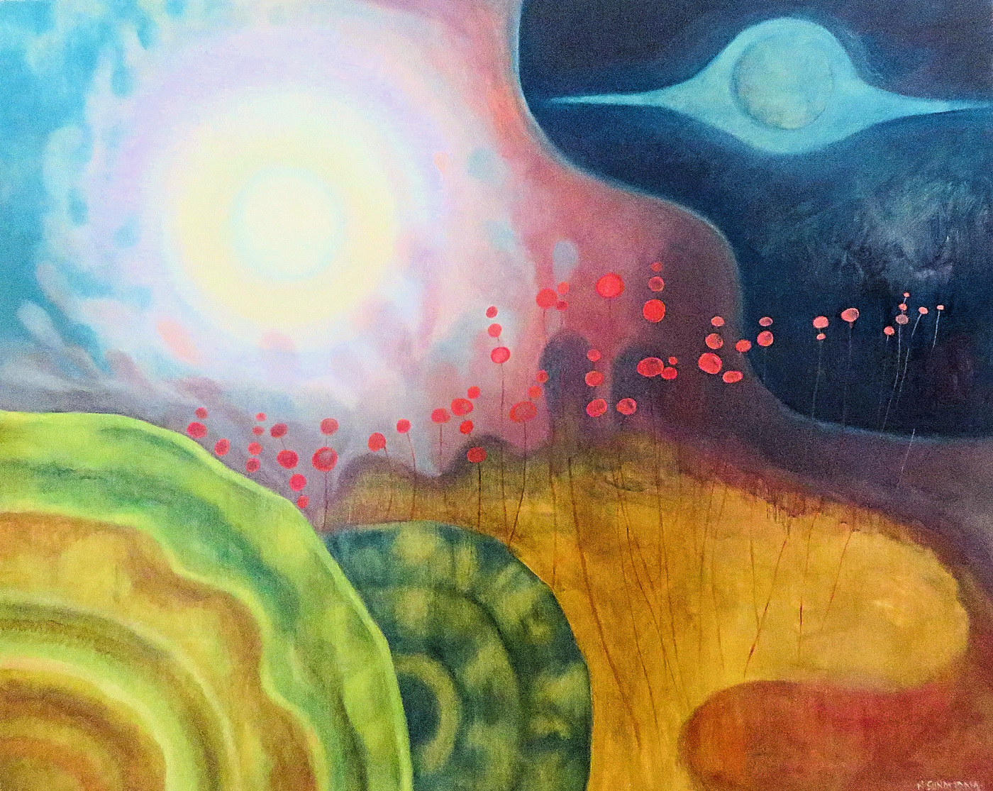Mary Sundstrom - Planetary Alignment Oil on Birch Cradle 2020 24 x 30 SOLD