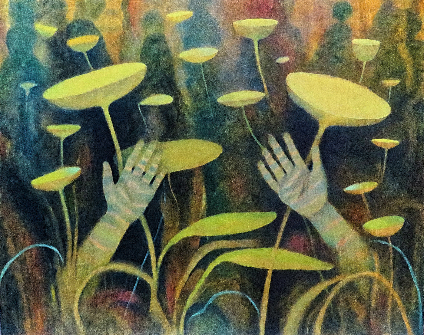 Mary Sundstrom - I walk This Earth Available Cold Wax & Oil on Birch Cradle 24x 40 $990 Available. email marysundstrom@gmail.com