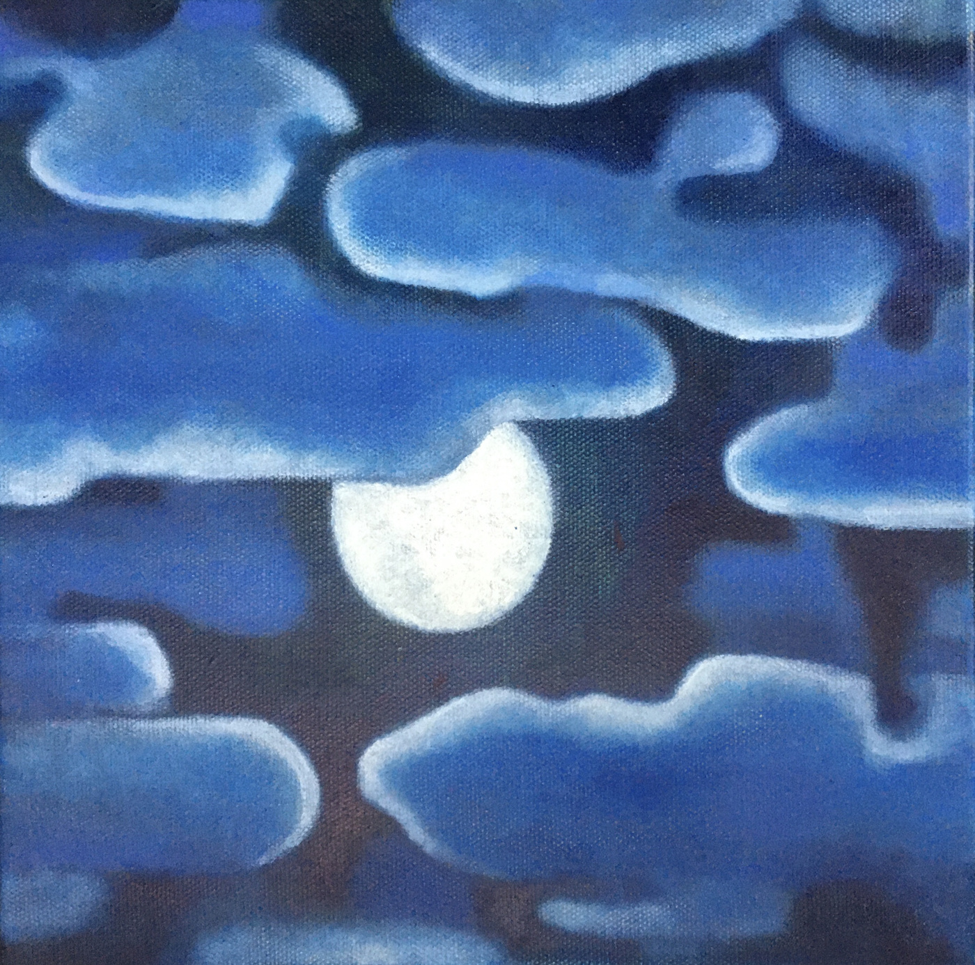 Mary Sundstrom - Full Moon with Linear Clouds 10 x 10 oil on canvas, available SOLD