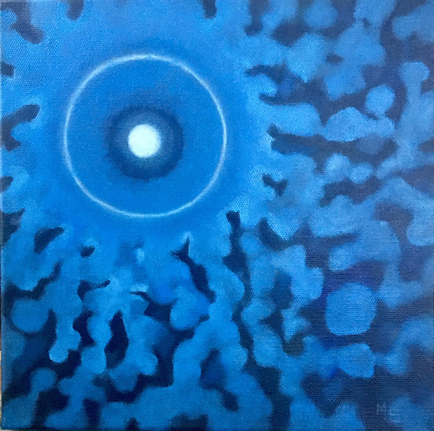 Mary Sundstrom - Full Moon Halo with Cloud Anomaly 10 x 10 oil on canvas, SOLD