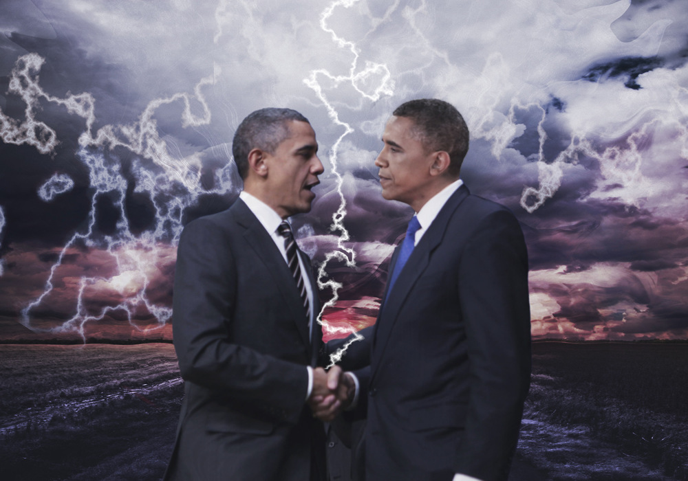 Katrina Rasma Design + Photography - Final: Obama shaking hands with Obama, photo composite + effects