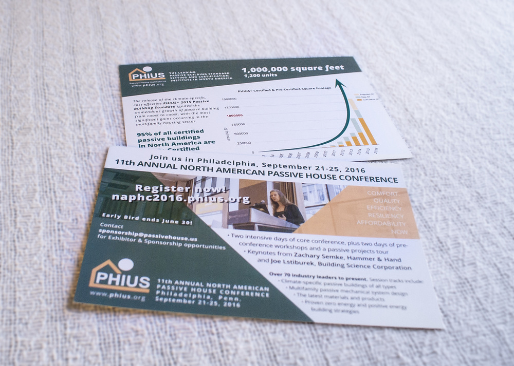 Katrina Rasma Design + Photography - 2016 passive house conference + achievements advertisement postcard