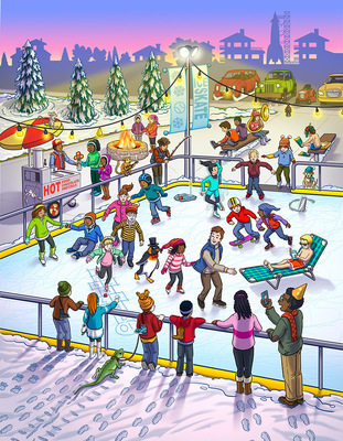 Geoffrey Brittingham all-nite illustration - Whats Wrong Ice Skating.